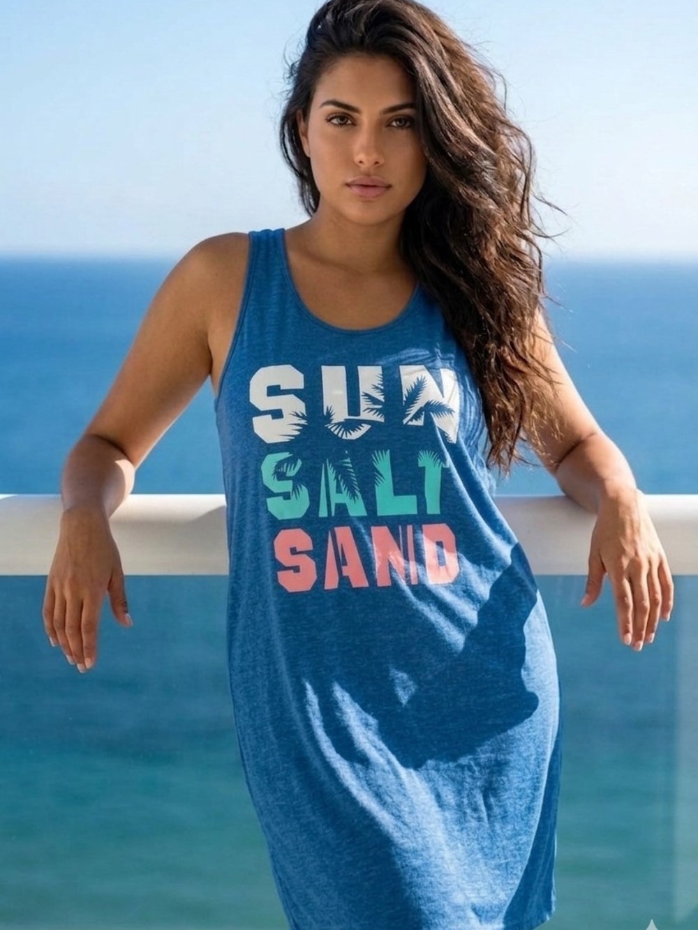 Tank Dress with 'Sun Salt Sand' Graphic